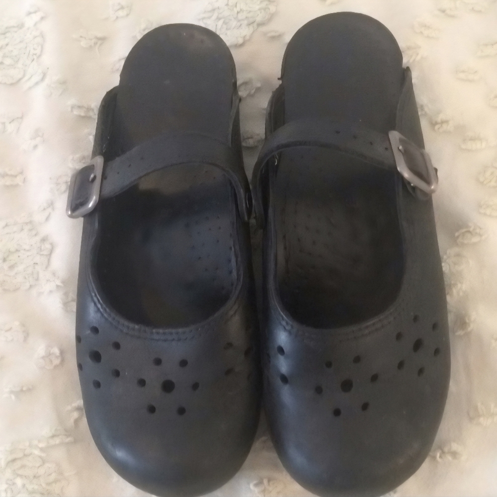 Dansco Black Mary Jane Slip On Clogs Size 38